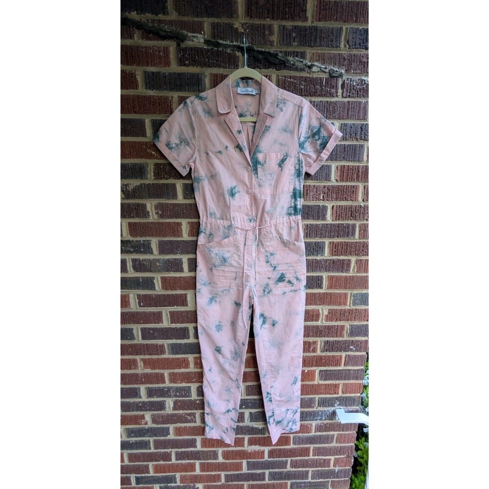 Rachel Antonoff Short Sleeve Jumpsuit Tie Dye Utility Boiler Suit-Pink&Green& XS